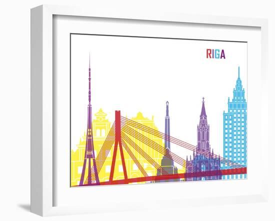 Riga Skyline Pop-paulrommer-Framed Art Print