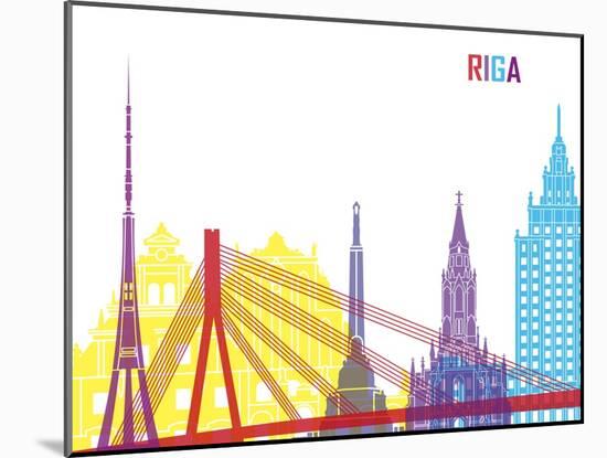 Riga Skyline Pop-paulrommer-Mounted Art Print