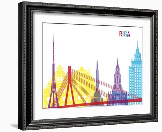 Riga Skyline Pop-paulrommer-Framed Art Print