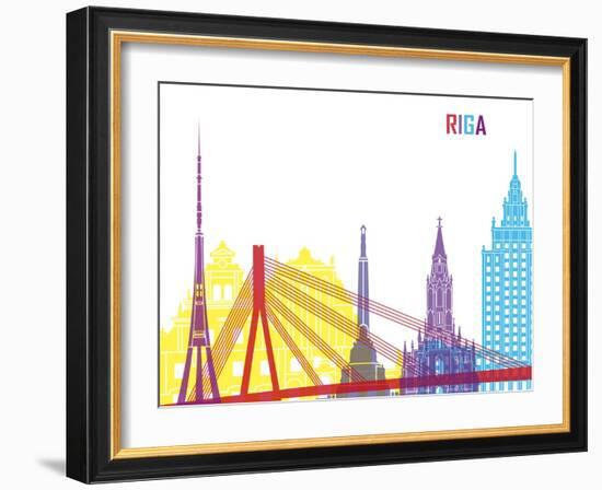 Riga Skyline Pop-paulrommer-Framed Art Print