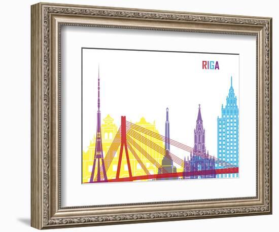 Riga Skyline Pop-paulrommer-Framed Art Print