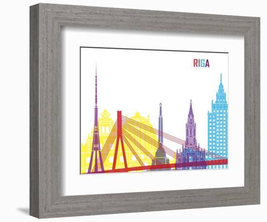 Riga Skyline Pop-paulrommer-Framed Art Print