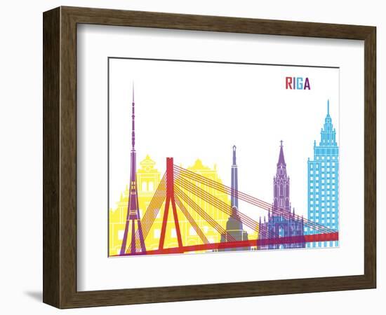 Riga Skyline Pop-paulrommer-Framed Art Print