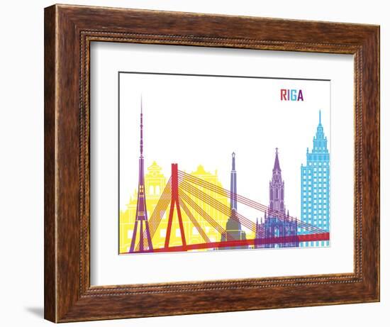 Riga Skyline Pop-paulrommer-Framed Art Print