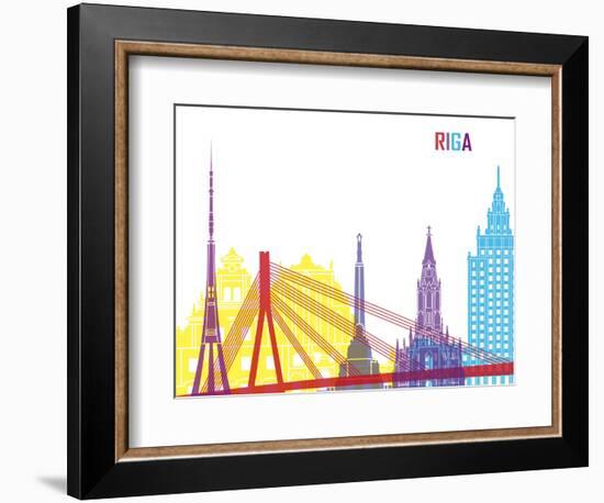 Riga Skyline Pop-paulrommer-Framed Art Print