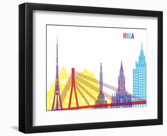 Riga Skyline Pop-paulrommer-Framed Art Print