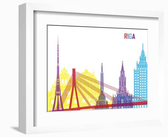 Riga Skyline Pop-paulrommer-Framed Art Print