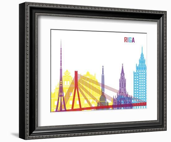 Riga Skyline Pop-paulrommer-Framed Art Print