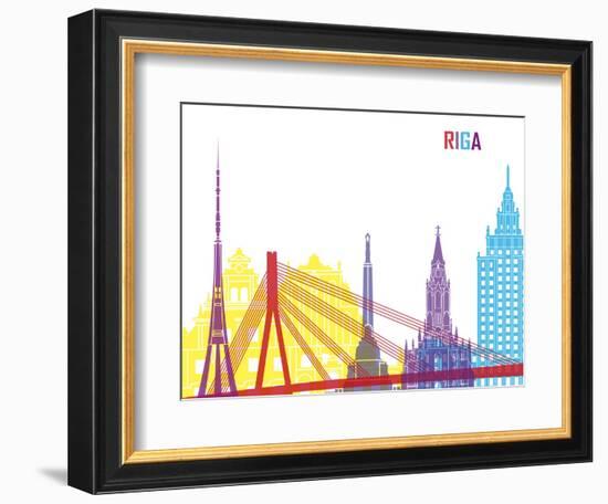 Riga Skyline Pop-paulrommer-Framed Art Print