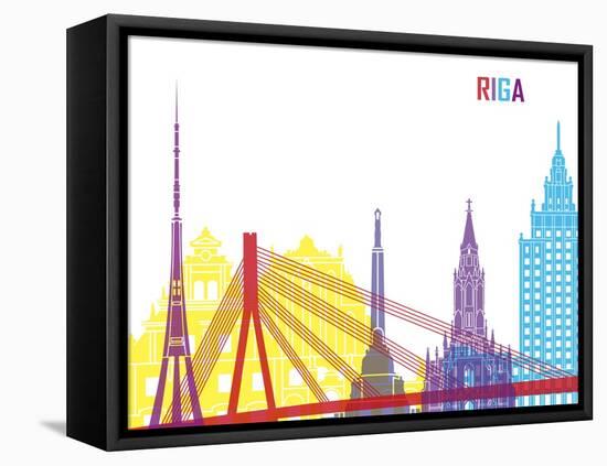 Riga Skyline Pop-paulrommer-Framed Stretched Canvas