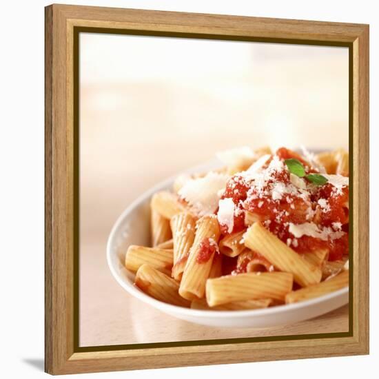 Rigatoni with Tomato Sauce and Parmigiano-null-Framed Premier Image Canvas