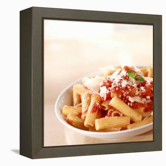 Rigatoni with Tomato Sauce and Parmigiano-null-Framed Premier Image Canvas