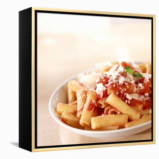 Rigatoni with Tomato Sauce and Parmigiano-null-Framed Premier Image Canvas