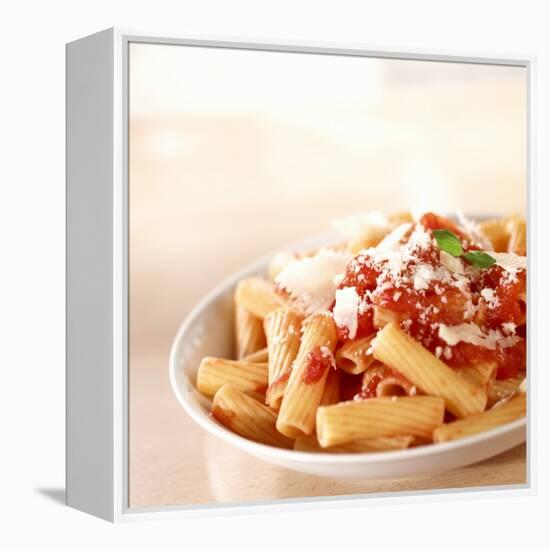 Rigatoni with Tomato Sauce and Parmigiano-null-Framed Premier Image Canvas