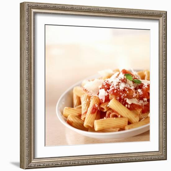 Rigatoni with Tomato Sauce and Parmigiano-null-Framed Photographic Print