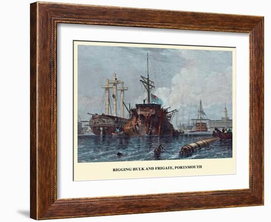 Rigging Hulk And Frigate, Portsmouth-EW Cooke-Framed Art Print