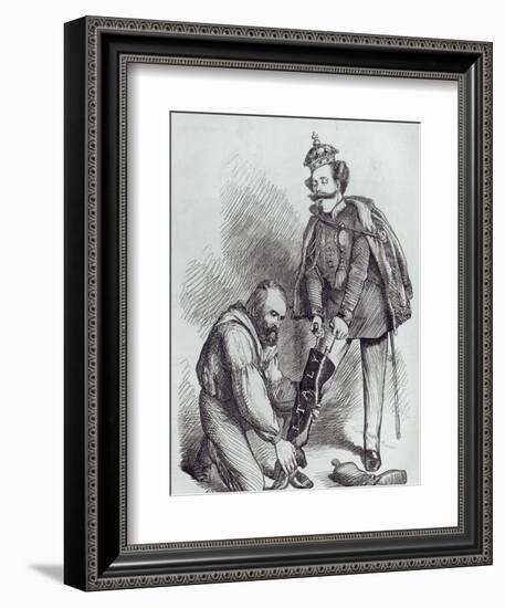 Right Leg in the Boot at Last, Caricature of Giuseppe Garibaldi and the King of Italy-null-Framed Giclee Print