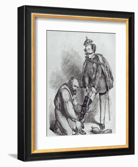 Right Leg in the Boot at Last, Caricature of Giuseppe Garibaldi and the King of Italy-null-Framed Giclee Print