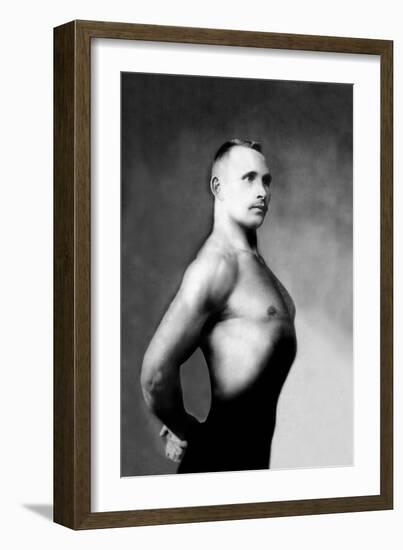 Right Profile of Bodybuilder from the Waist Up-null-Framed Art Print