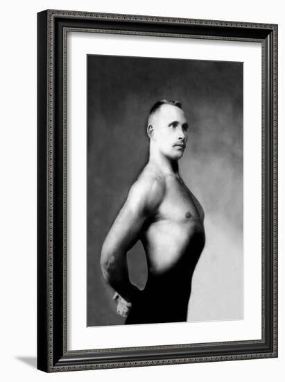 Right Profile of Bodybuilder from the Waist Up-null-Framed Art Print