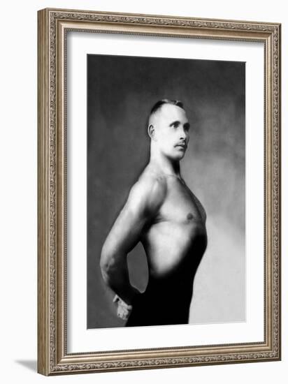 Right Profile of Bodybuilder from the Waist Up-null-Framed Art Print