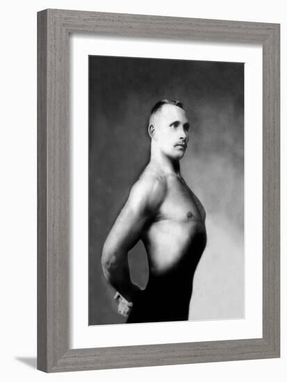 Right Profile of Bodybuilder from the Waist Up-null-Framed Art Print