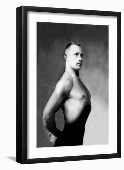 Right Profile of Bodybuilder from the Waist Up-null-Framed Art Print