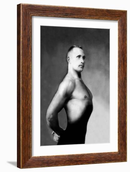 Right Profile of Bodybuilder from the Waist Up-null-Framed Premium Giclee Print