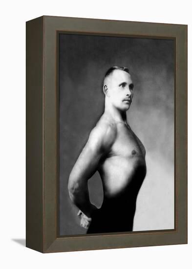 Right Profile of Bodybuilder from the Waist Up-null-Framed Stretched Canvas