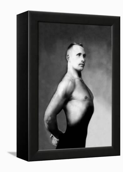 Right Profile of Bodybuilder from the Waist Up-null-Framed Stretched Canvas