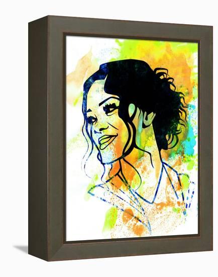 Rihanna Watercolor-Nelly Glenn-Framed Stretched Canvas