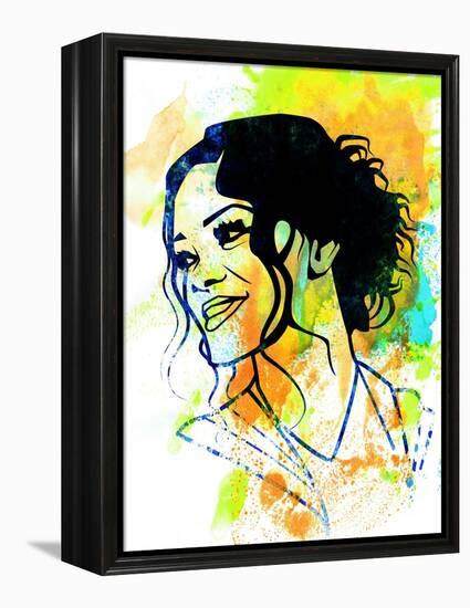 Rihanna Watercolor-Nelly Glenn-Framed Stretched Canvas