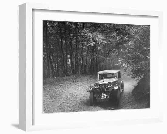 Riley competing in the B&HMC Brighton-Beer Trial, Fingle Bridge Hill, Devon, 1934-Bill Brunell-Framed Photographic Print