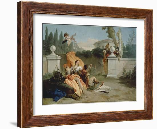 Rinaldo and Armida surprised by Ubaldo and Carlo-Giovanni Battista Tiepolo-Framed Giclee Print