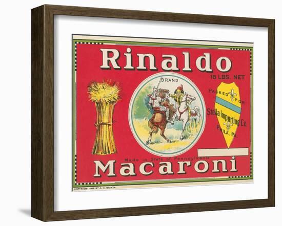 Rinaldo Macaroni Label-null-Framed Art Print