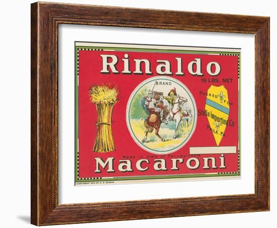 Rinaldo Macaroni Label-null-Framed Art Print