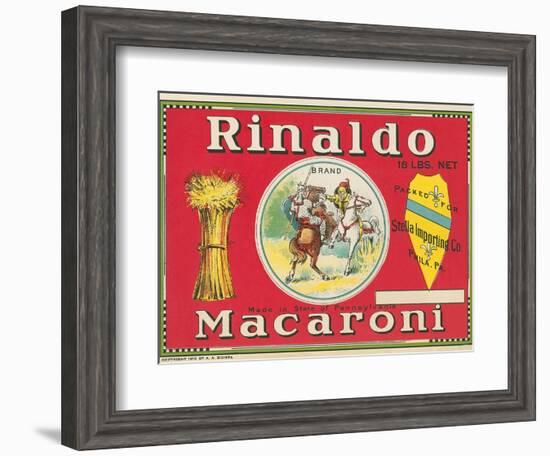 Rinaldo Macaroni Label-null-Framed Art Print