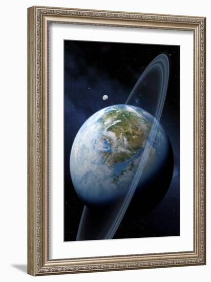 Ringed Earth-like Planet, Artwork-Detlev Van Ravenswaay-Framed Photographic Print