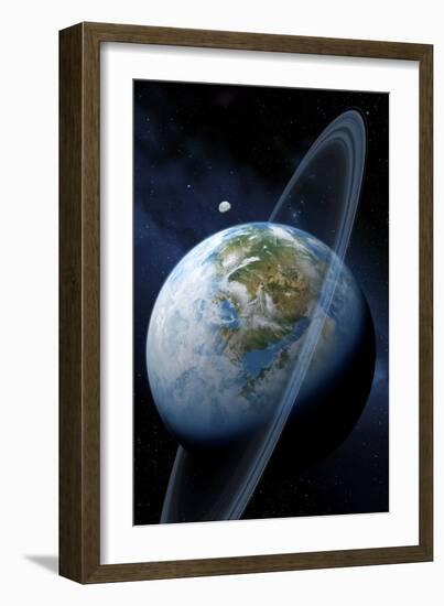 Ringed Earth-like Planet, Artwork-Detlev Van Ravenswaay-Framed Photographic Print