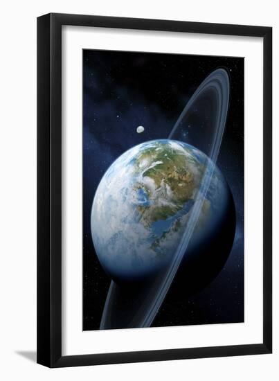 Ringed Earth-like Planet, Artwork-Detlev Van Ravenswaay-Framed Photographic Print