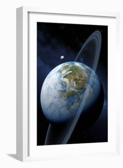 Ringed Earth-like Planet, Artwork-Detlev Van Ravenswaay-Framed Photographic Print