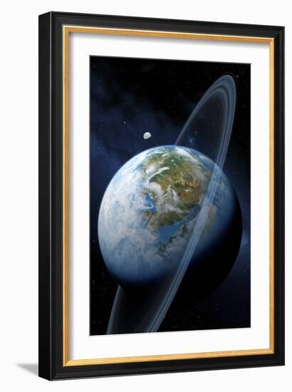 Ringed Earth-like Planet, Artwork-Detlev Van Ravenswaay-Framed Photographic Print