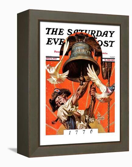 "Ringing Liberty Bell," Saturday Evening Post Cover, July 6, 1935-Joseph Christian Leyendecker-Framed Premier Image Canvas