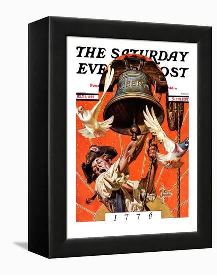 "Ringing Liberty Bell," Saturday Evening Post Cover, July 6, 1935-Joseph Christian Leyendecker-Framed Premier Image Canvas