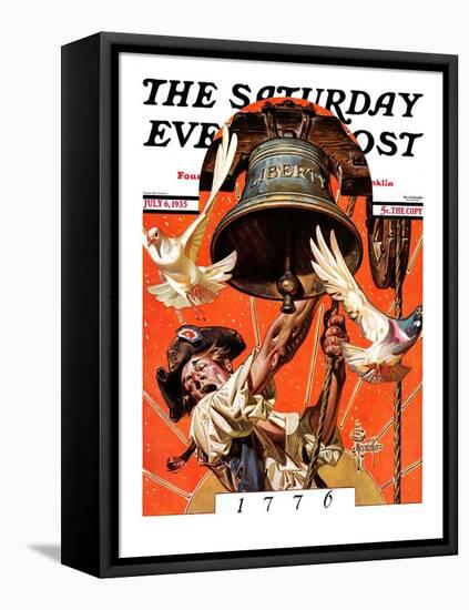 "Ringing Liberty Bell," Saturday Evening Post Cover, July 6, 1935-Joseph Christian Leyendecker-Framed Premier Image Canvas