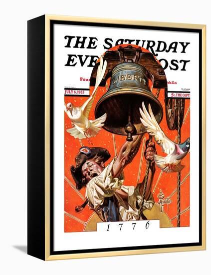 "Ringing Liberty Bell," Saturday Evening Post Cover, July 6, 1935-Joseph Christian Leyendecker-Framed Premier Image Canvas
