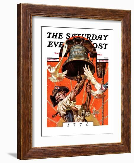 "Ringing Liberty Bell," Saturday Evening Post Cover, July 6, 1935-Joseph Christian Leyendecker-Framed Premium Giclee Print