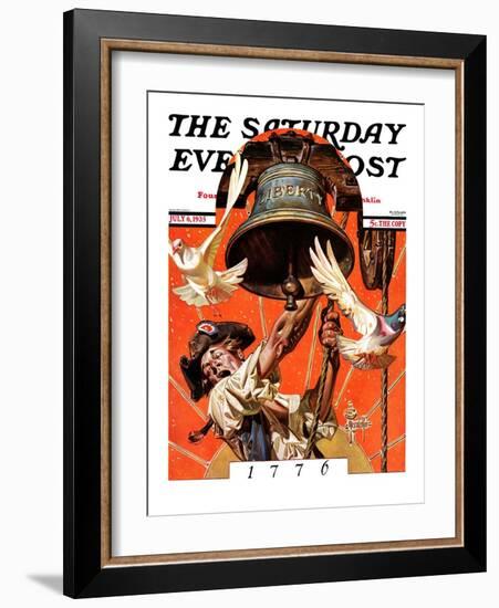 "Ringing Liberty Bell," Saturday Evening Post Cover, July 6, 1935-Joseph Christian Leyendecker-Framed Premium Giclee Print