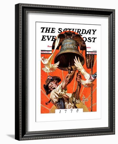 "Ringing Liberty Bell," Saturday Evening Post Cover, July 6, 1935-Joseph Christian Leyendecker-Framed Giclee Print