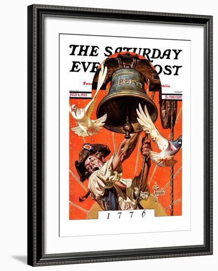 "Ringing Liberty Bell," Saturday Evening Post Cover, July 6, 1935-Joseph Christian Leyendecker-Framed Giclee Print